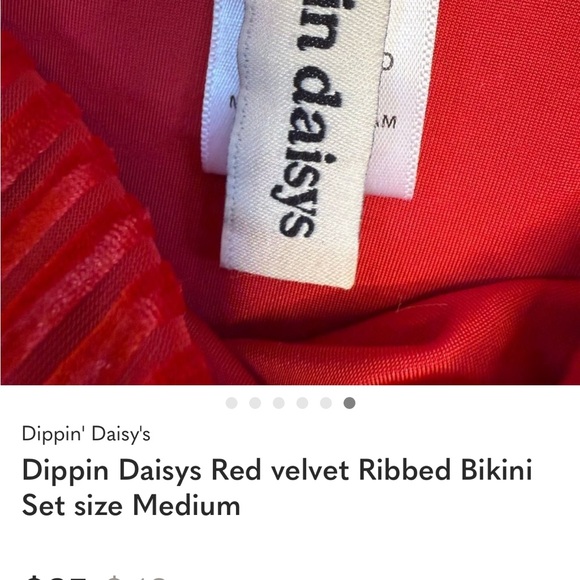 Dippin Daisys Red velvet Ribbed Bikini Set size Medium - Picture 5 of 6